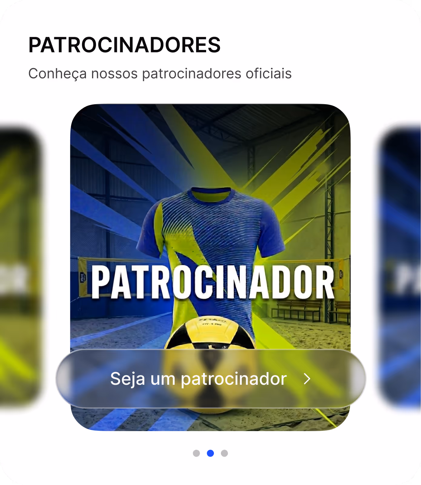 Espaços para parceiros e patrocinadores no app